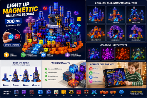 Galaxy Builder™ | 200PCS Light-Up Magnetic Building Blocks