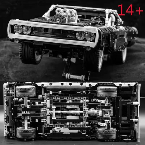 1077PCS Technical Car Dodged Charger Racing Car Building Blocks Model Movie Fast STEM Bricks for Adult  Fans Toys Gifts