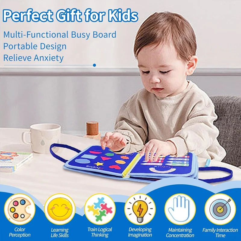 2026 New Montessori Toddler Busy Board Educational Activity for Basic Dress Motor Skills Sensory Baby Learning Toys for Travel