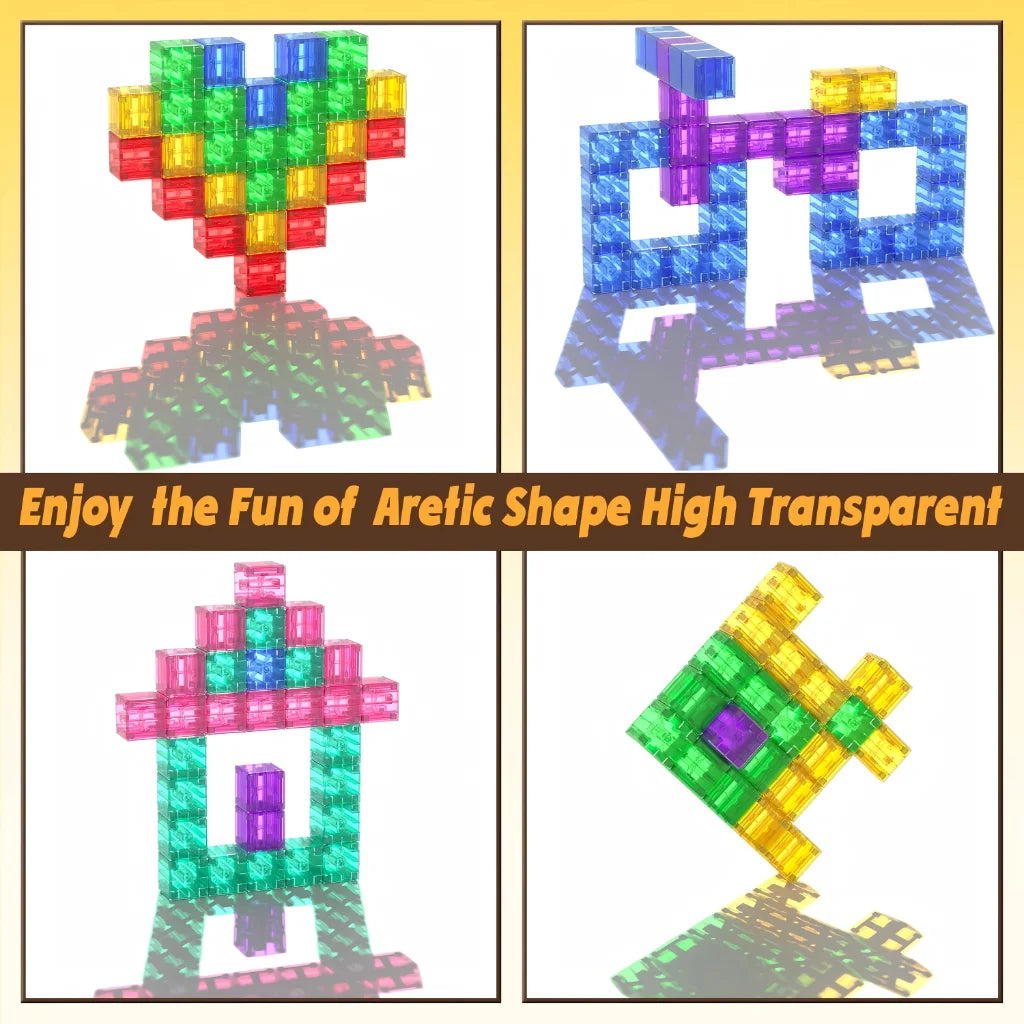 Magnetic Building Blocks Toy Transparent Magnet Blocks Brick Cubes STEM Education Sensory Best Gifts Toys for Children Boy Girl
