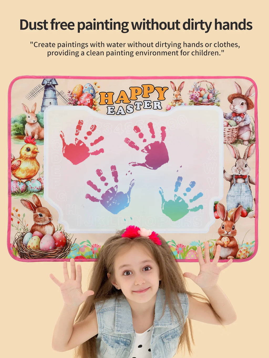 Easter Kids Magic Water Drawing Mat - Reusable Mess-Free Painting Pad, Educational Art Toy with Pen for Toddlers Easter Gift