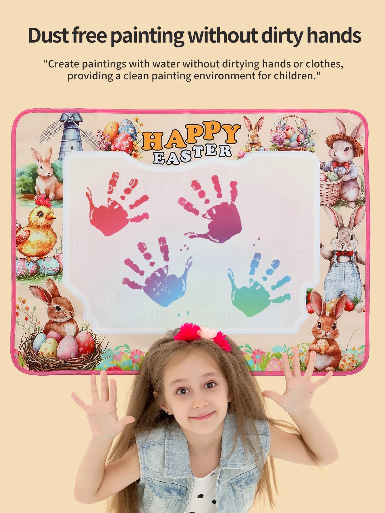 Easter Kids Magic Water Drawing Mat - Reusable Mess-Free Painting Pad, Educational Art Toy with Pen for Toddlers Easter Gift