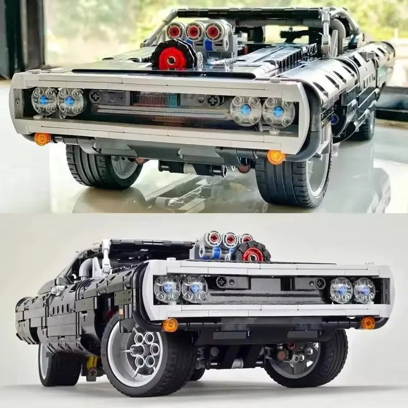 1077PCS Technical Car Dodged Charger Racing Car Building Blocks Model Movie Fast STEM Bricks for Adult  Fans Toys Gifts