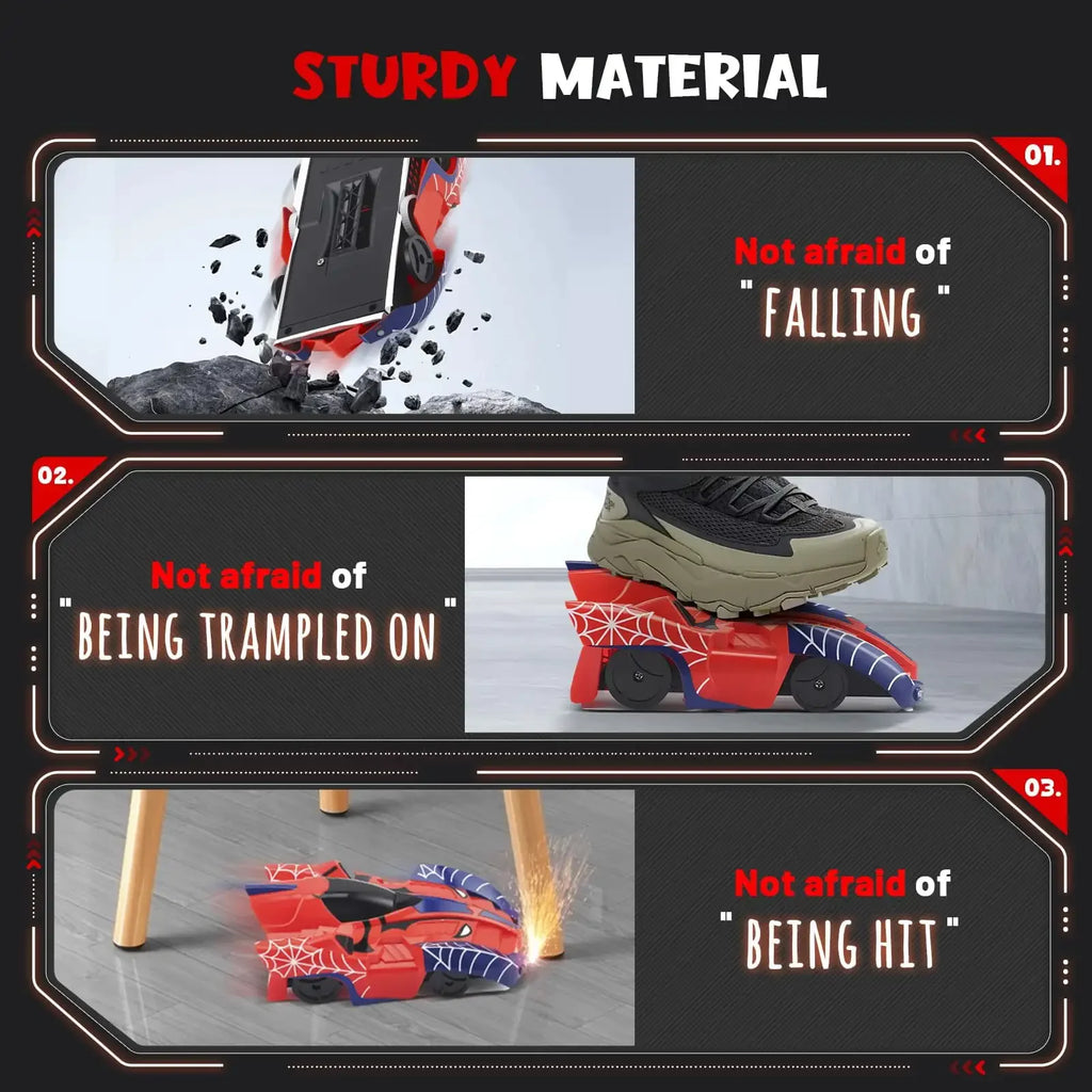 Spider Wall Climbing RC Car Zero Gravity Remote Control Racing Car with 360° Rotation LED Lights Dual Mode Toy for Kids Boys