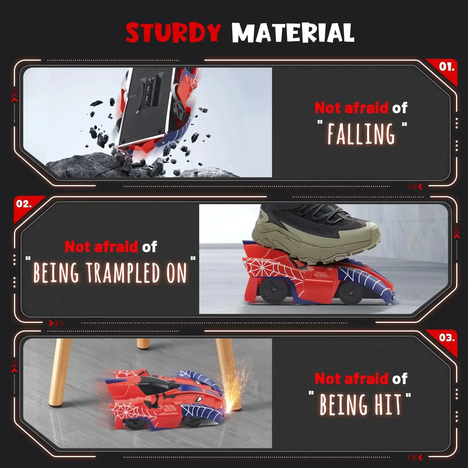 Spider Wall Climbing RC Car Zero Gravity Remote Control Racing Car with 360° Rotation LED Lights Dual Mode Toy for Kids Boys