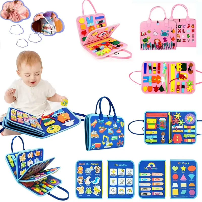 2026 New Montessori Toddler Busy Board Educational Activity for Basic Dress Motor Skills Sensory Baby Learning Toys for Travel
