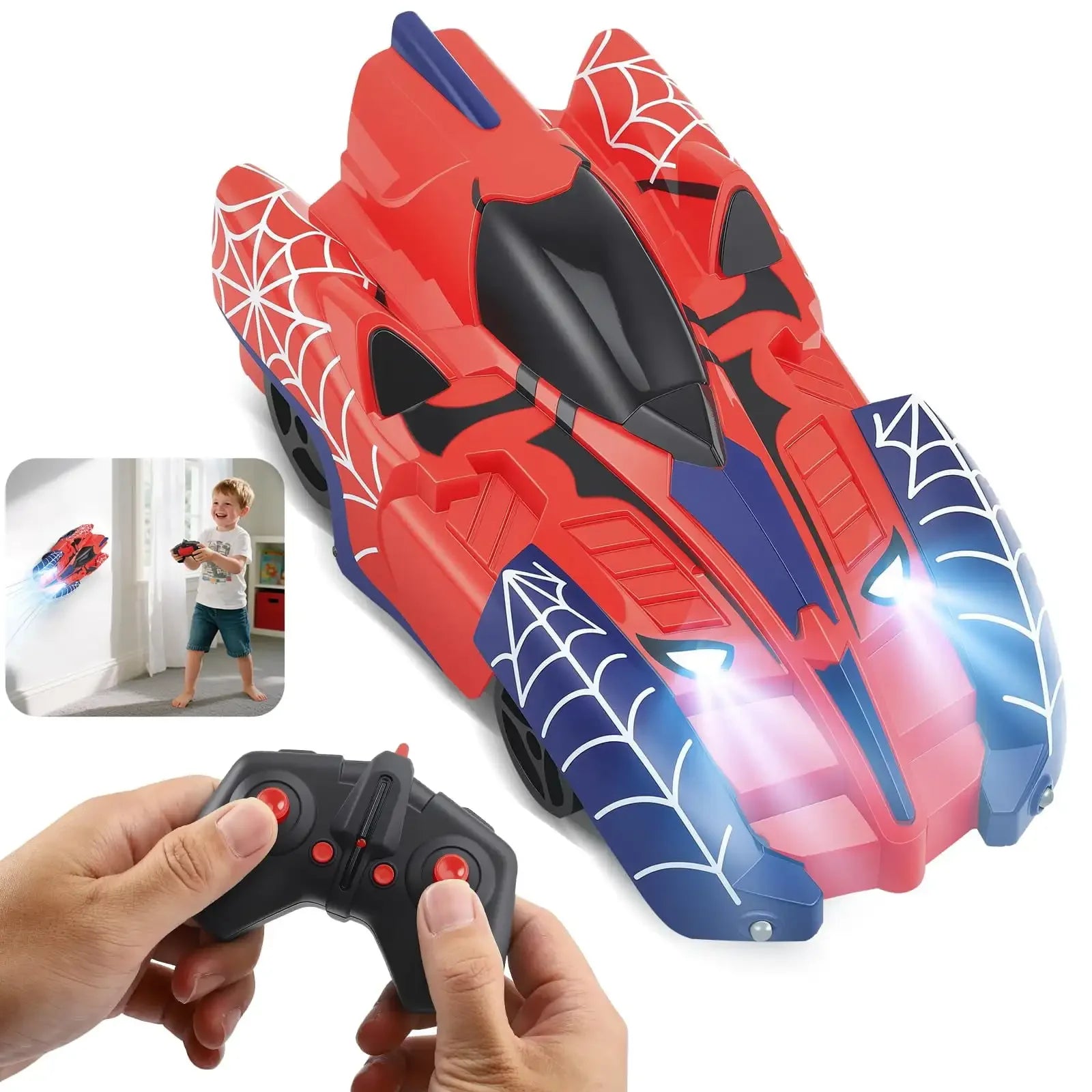 Spider Wall Climbing RC Car Zero Gravity Remote Control Racing Car with 360° Rotation LED Lights Dual Mode Toy for Kids Boys