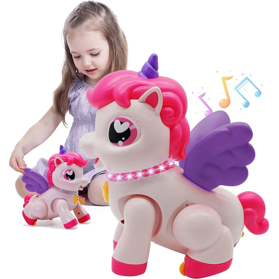 Unicorn Pegasus Toy Fantasy Cartoon Wings Unicorn with Light Music Animal Shape Girl Christmas New Year Gift
