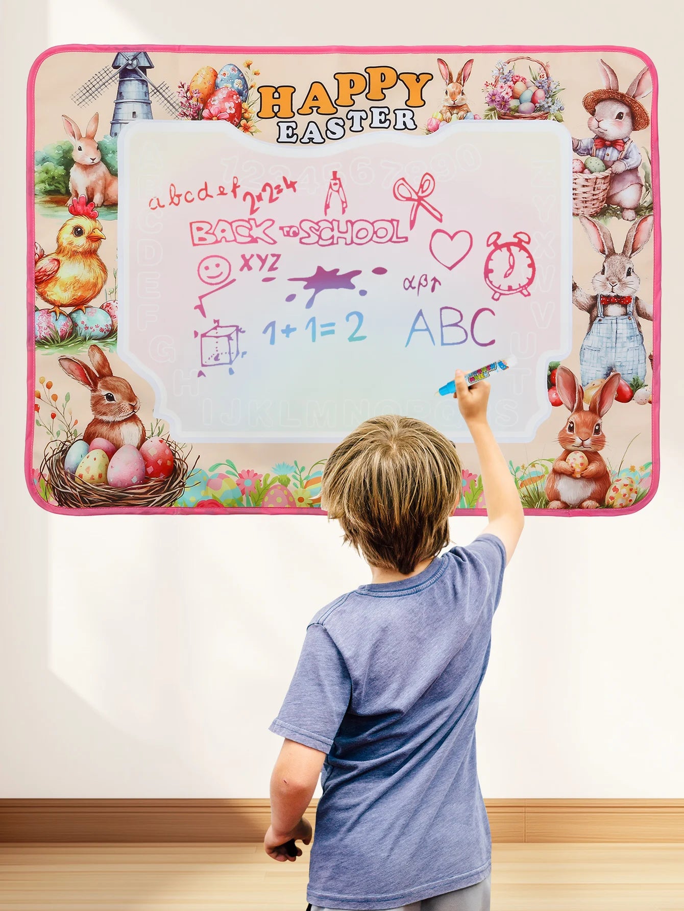 Easter Kids Magic Water Drawing Mat - Reusable Mess-Free Painting Pad, Educational Art Toy with Pen for Toddlers Easter Gift