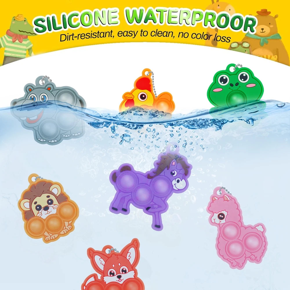 20Pcs Mini Colorful Animal Camel Frog Sheep Pop Fidget Toys Push Bubble Sensory Stress Relief Toy Party Favors