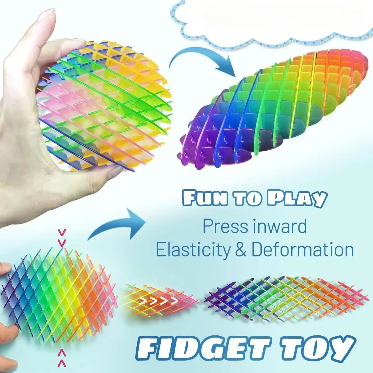 Mini Fidget Worm Toy Elastic Mesh Sensory