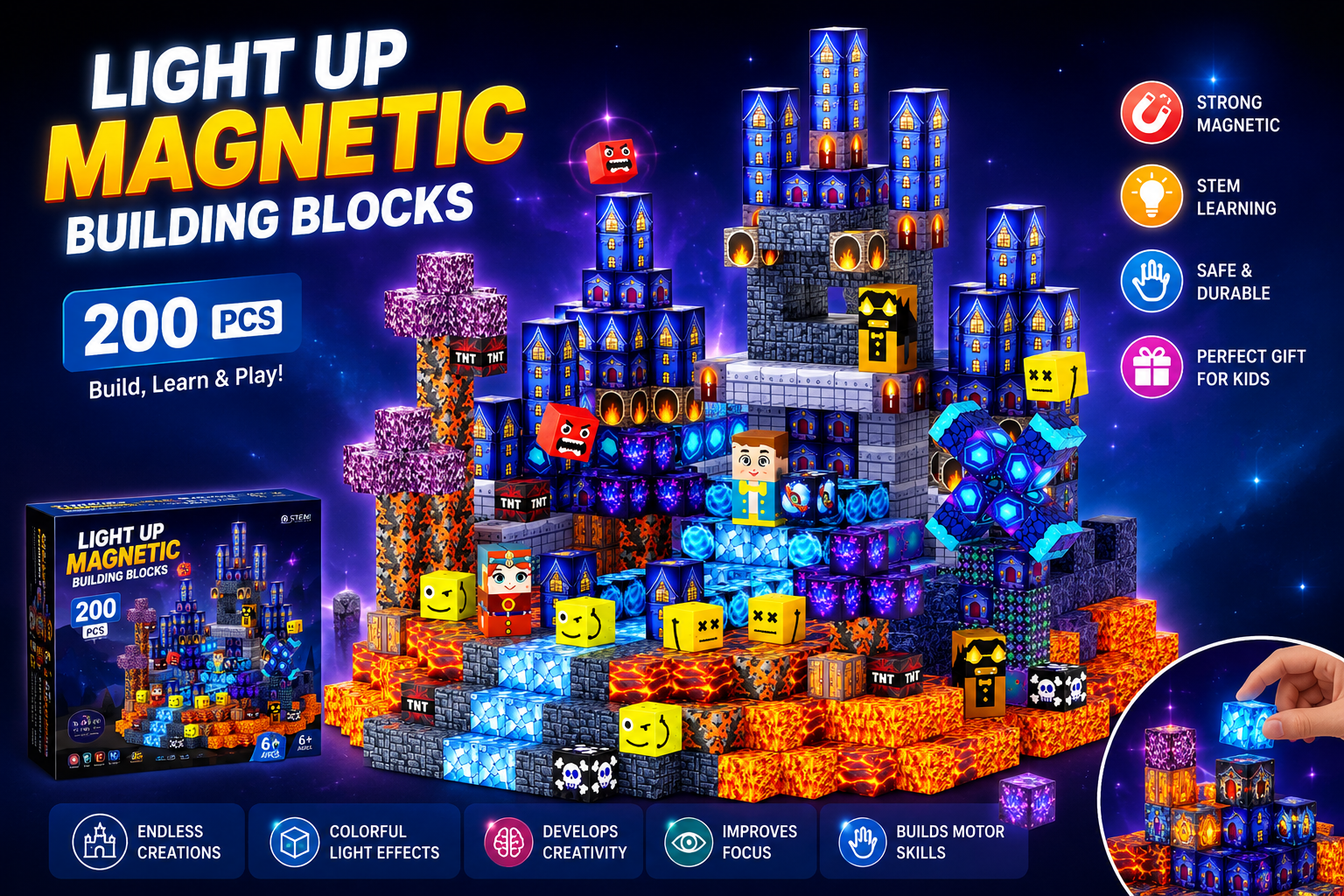 Galaxy Builder™ | 200PCS Light-Up Magnetic Building Blocks
